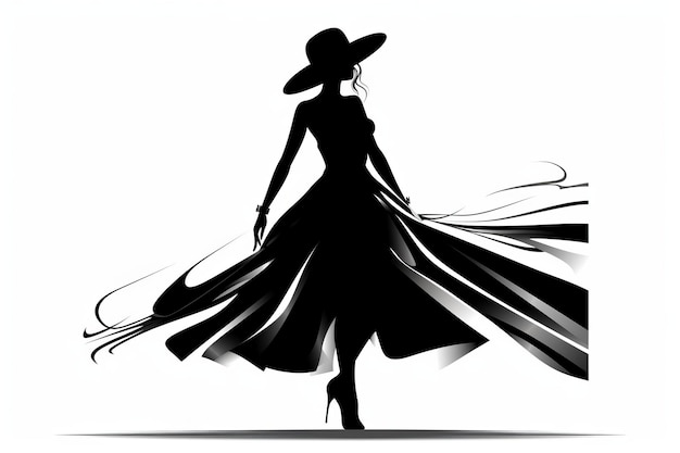 Silhouette di donna alla moda in abito Immagine bella illustrazione IA generativa