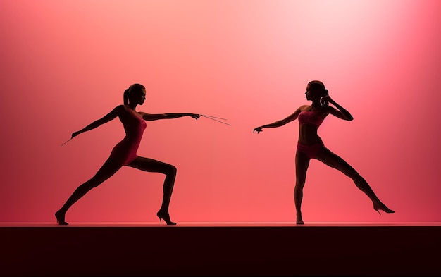 Silhouette di donna che balla al buio con una luce del bordo Danza concetto di fondo