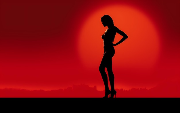 Silhouette di donna che balla al buio con una luce del bordo Danza concetto di fondo