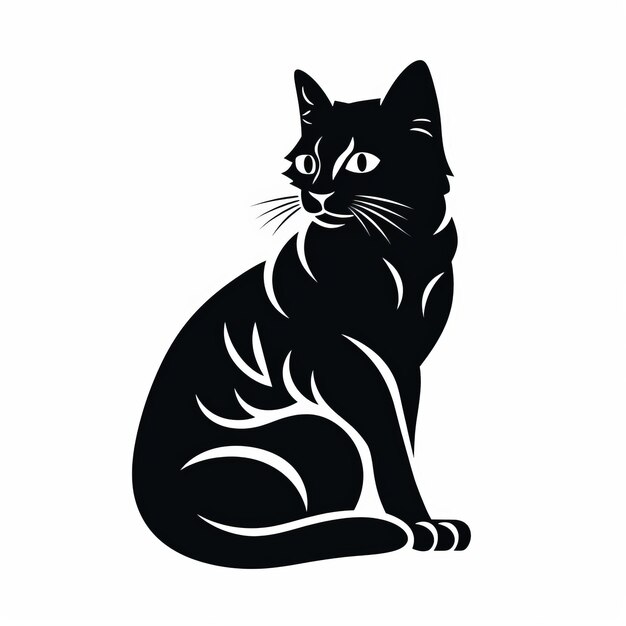 Silhouette di gatto nero audace Realismo stilizzato Iconografia Disegno tatuaggio
