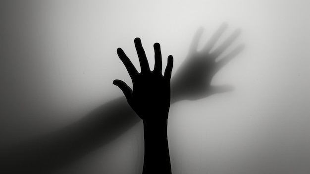 Silhouette di mano sullo sfondo Forma sfocata della mano umana fuori foco