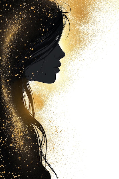 Silhouette di profilo femminile con stelle dorate illustrazione psicologica
