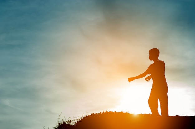 Silhouette di team leadership, lavoro di squadra e lavoro di squadra e deliziosi concetti di silhouette