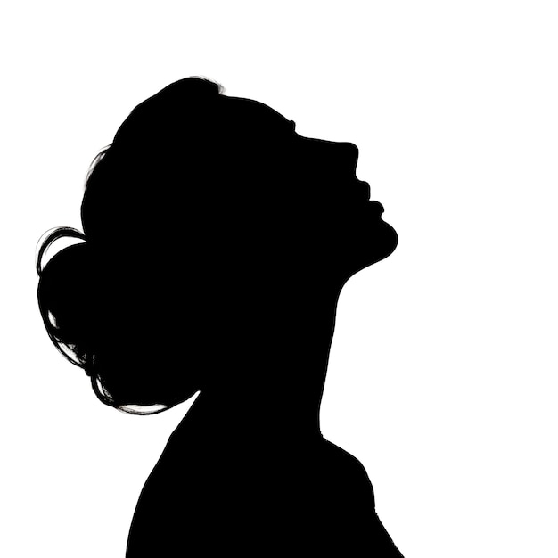 Silhouette di un avatar di social media con foto del profilo anonimo di una giovane donna