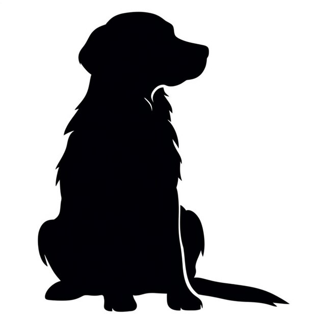Silhouette di un cane seduto a terra con la testa girata generativa ai