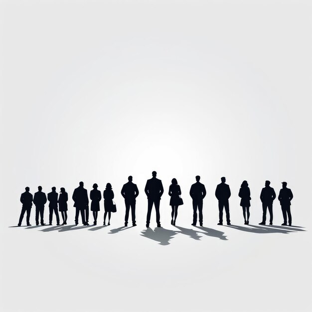 silhouette di un gruppo di persone isolate su uno sfondo bianco