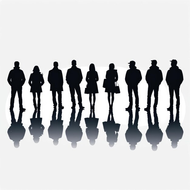 silhouette di un gruppo di persone isolate su uno sfondo bianco