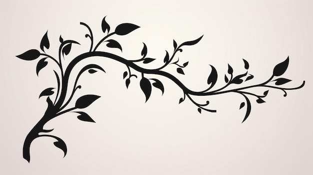 Silhouette di un ramo con foglie disegno a fiori giovani