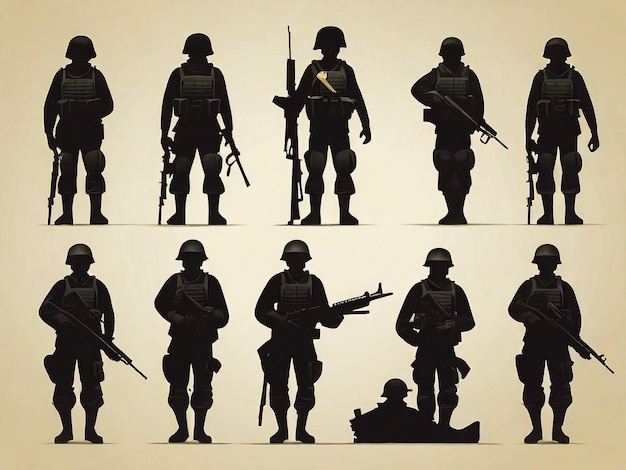 silhouette di un soldato di saluto in nero