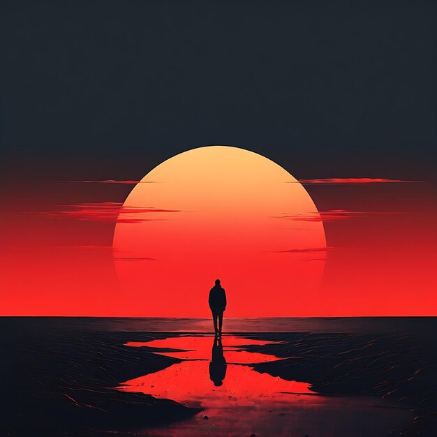 silhouette di un uomo in piedi sul mare