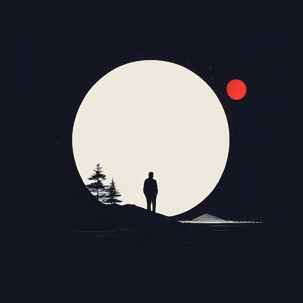 silhouette di un uomo sulla luna