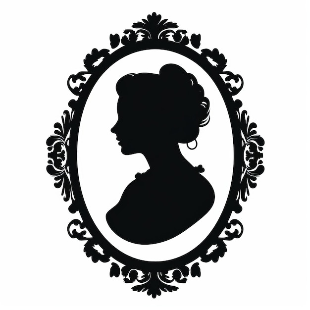 Silhouette di una bella sposa in una cornice d'epoca Illustrazione vettoriale