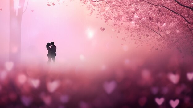 Silhouette di una coppia amorosa su uno sfondo San Valentino
