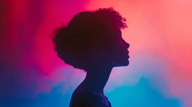 Silhouette di una donna con retroilluminazione colorata