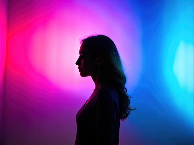 silhouette di una donna con un background artistico