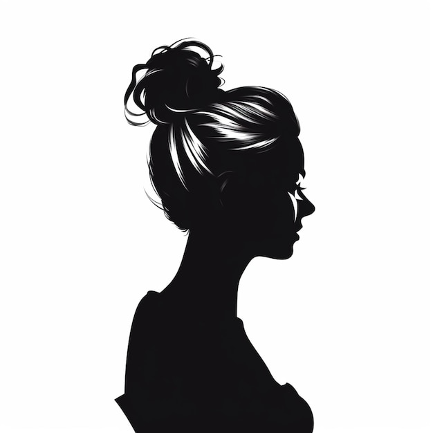 silhouette di una donna con un panino nei capelli generativo ai