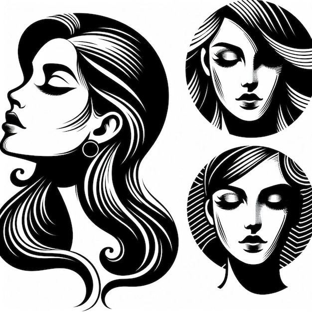 Silhouette di una donna Linea continua su sfondo bianco