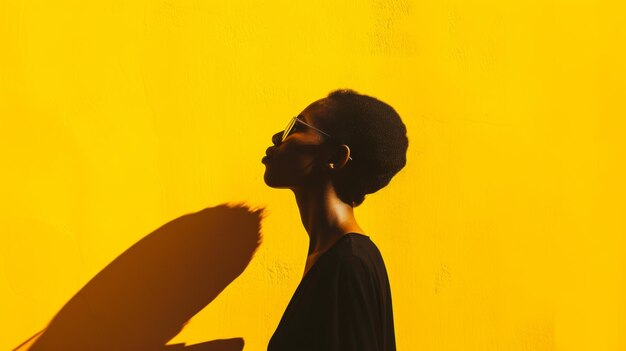 Silhouette di una donna su uno sfondo giallo