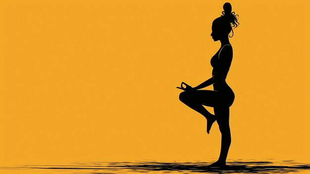 silhouette di una giovane donna che fa yoga