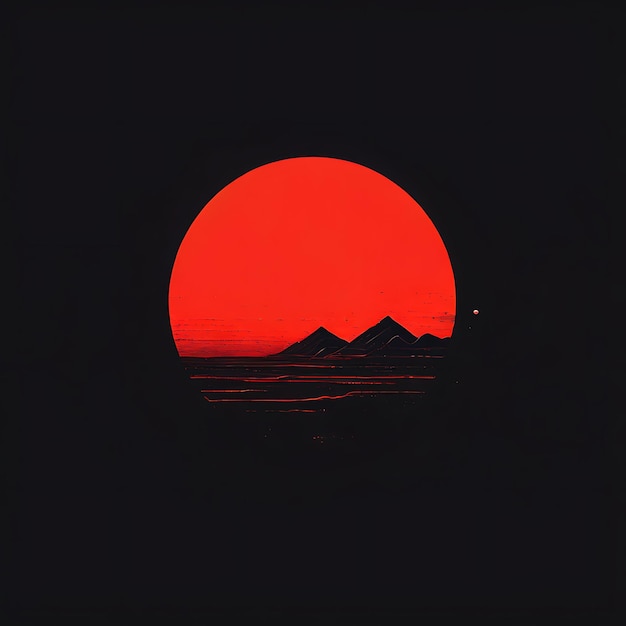 silhouette di una montagna su uno sfondo rosso