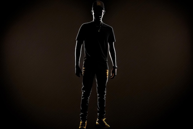 silhouette di uomo nero con posa di potere, campagna per la materia delle vite nere