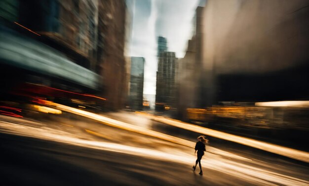 Silhouette in movimento sfocato di una ragazza con i capelli lunghi ai generativo