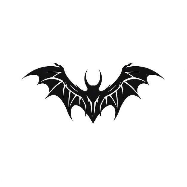 Silhouette scure e intricate del logo del simbolo del pipistrello su sfondo bianco