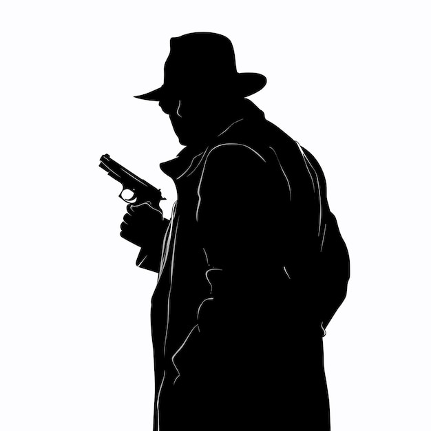 silhouette vettoriale di un gangster su uno sfondo bianco AI generativa