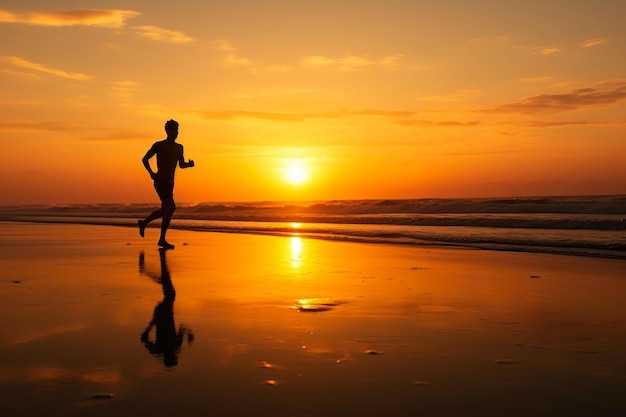 Silhouetted Sprint Sunset Seaside