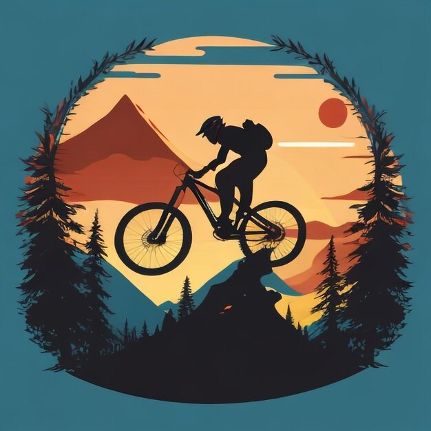 siluet_mountain_bike_downhill_flat_color