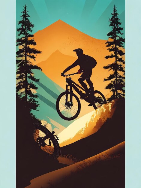 siluet_mountain_bike_downhill_flat_color