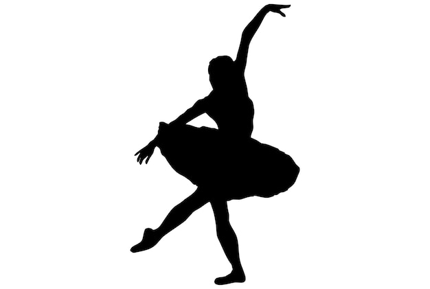 Siluetta del ballerino che balla l'arte dell'illustrazione di danza dell'ombra del modello umano