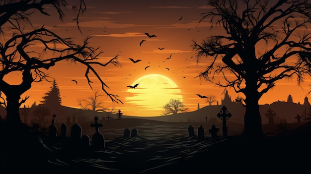 Siluetta del cimitero cenni storici astratti di halloween