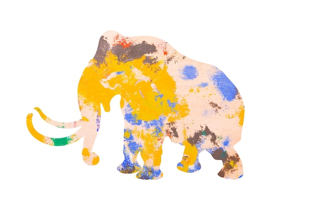 Siluetta dell'elefante con struttura della vernice di colore isolata su fondo bianco