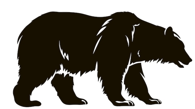 Siluetta dell'orso di vettore isolata su priorità bassa bianca