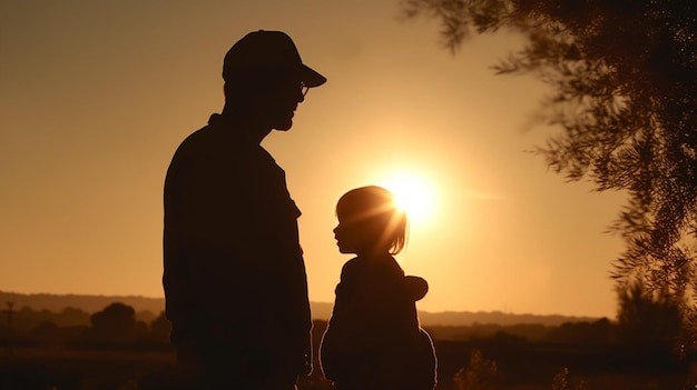 Siluetta della famiglia al tramonto Concetto di ai generativo felice di giorno di padre