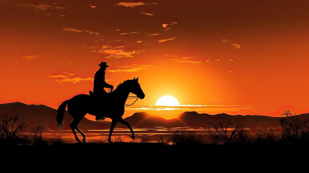 Siluetta di un cavaliere durante il tramonto