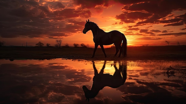 Siluetta di un cavallo al tramonto