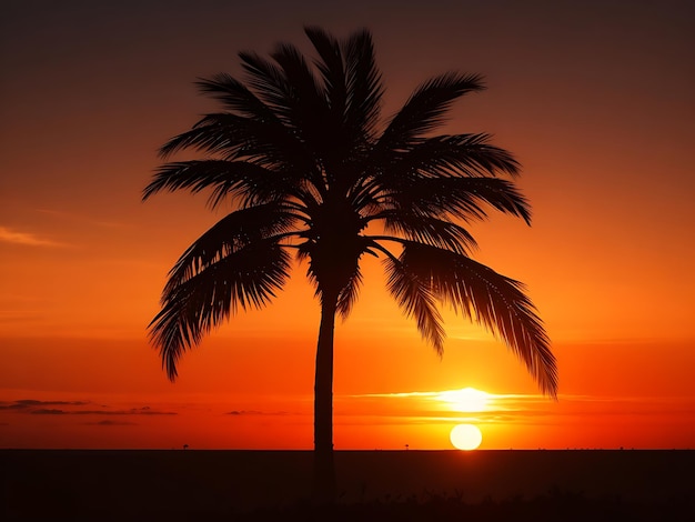 Siluetta tropicale della palma di tramonto