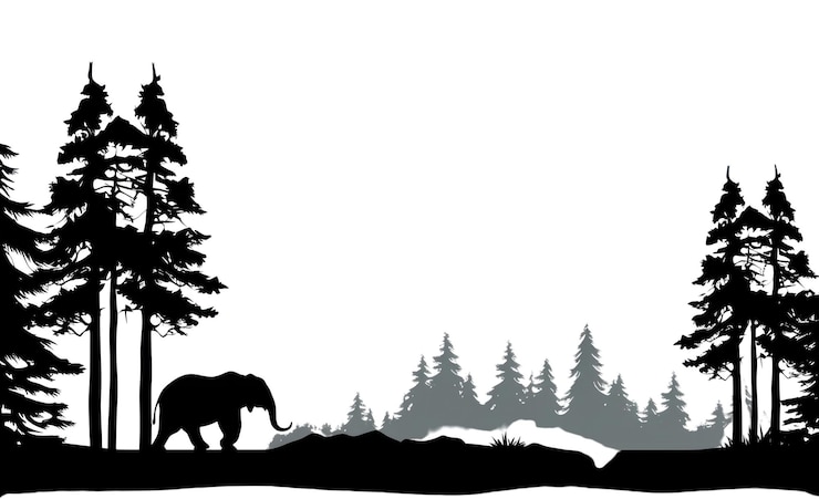 Foto siluette di piante di pino dell'elefante di png