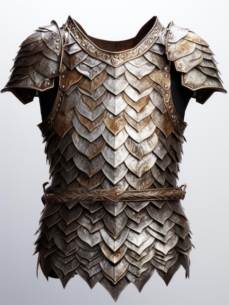 Silver Mithril Dwarven Dwarf Scale Mail Armor isolato su sfondo bianco