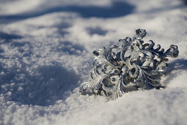 Silver Snowflake on Snow