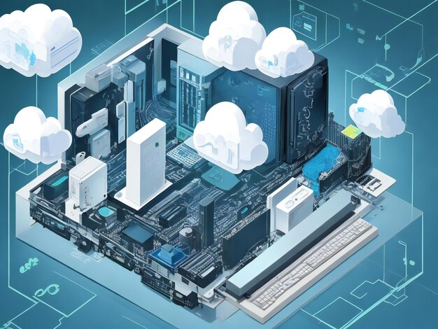 Sim card e illustrazione del sistema informatico cloud ai generati