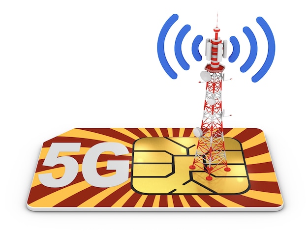 Sim card e torre di telecomunicazione