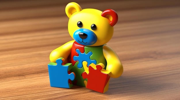 Simboli dell'orsacchiotto dell'autismo Giornata di sensibilizzazione sull'autismo per la prevenzione della salute dei bambini AI generativa