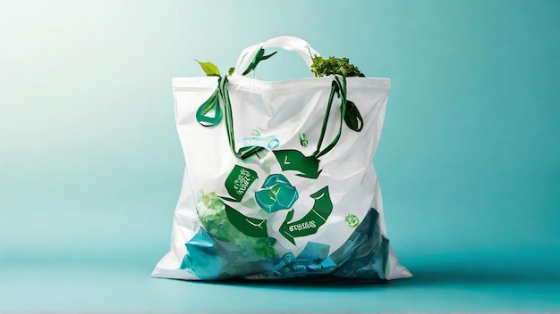 Simboli di riciclaggio sui sacchetti di plastica