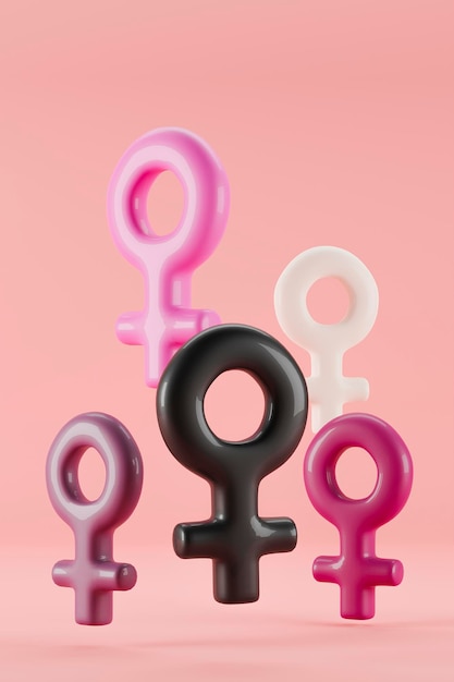 Simboli di Venere rosa bianco e nero Segni femminili Concetto di femminismo