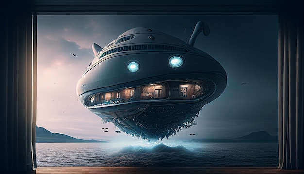 Simboli interstellari sullo sfondo dell'illustrazione UFO aliena