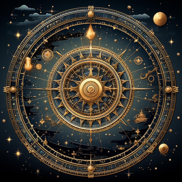 Simbolo astrologico geometrico sfondo zodiacale stella luna universo astrologia paesaggio Ai generato