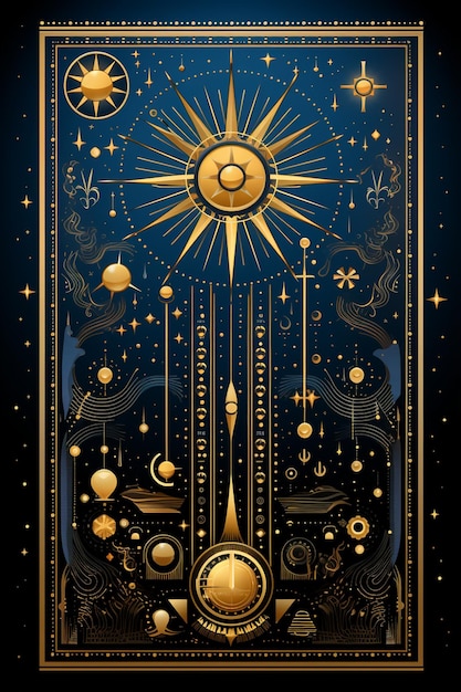 Simbolo astrologico geometrico zodiaco carta dei tarocchi sfondo stella luna universo astrologia Ai generato